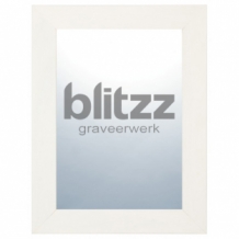 Licht ingewassen houten lijst met spiegel met logo graveren