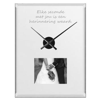 Grote rechthoekige spiegel klok 60x80cm met foto