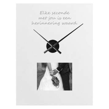 Grote rechthoekige spiegel klok 60x80cm met foto