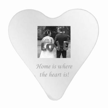 Spiegel hartvormig met foto en tekst