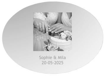 Ovale spiegel met zwart wit gravure